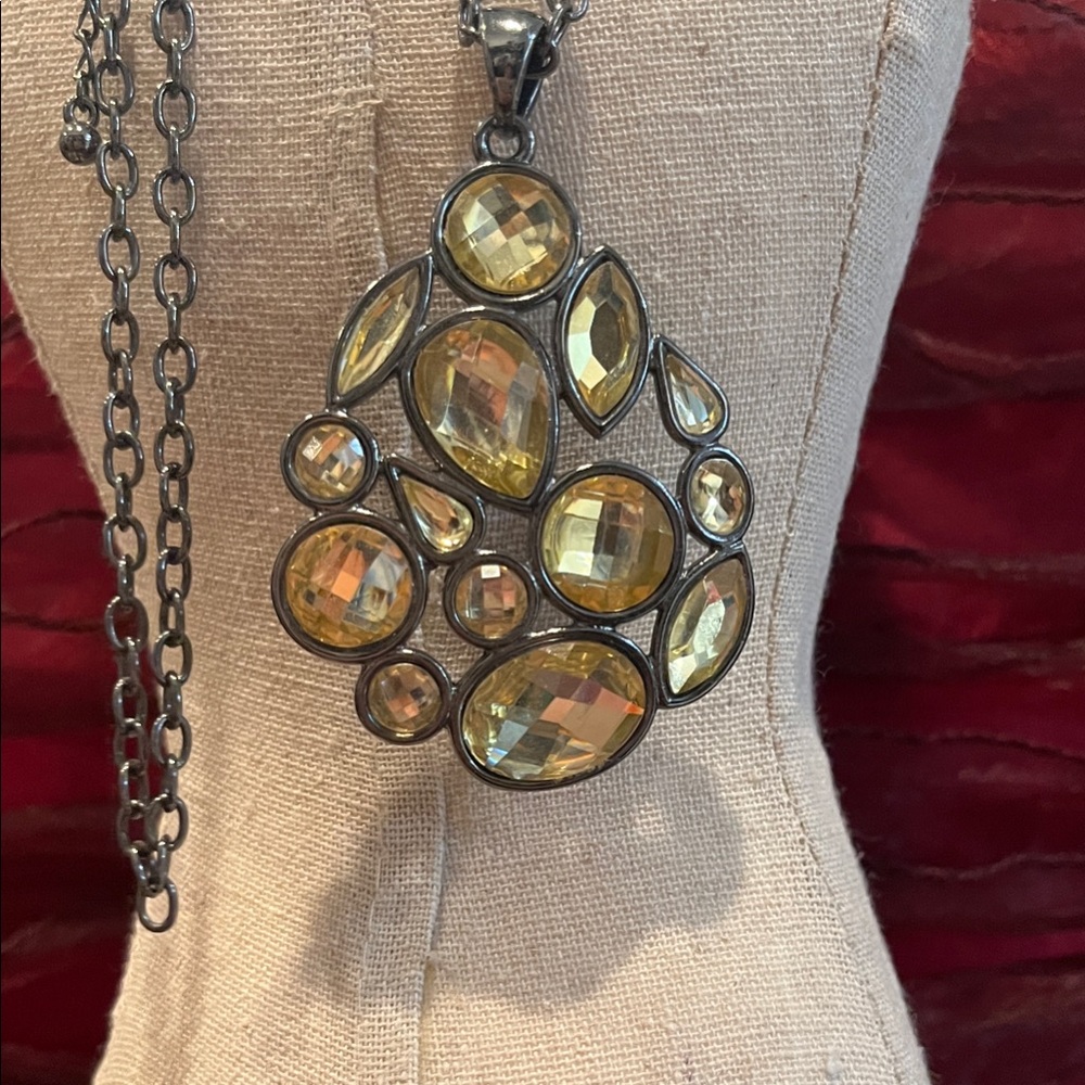 Lia Sophia Silver Necklace with Gold-Toned Gems
